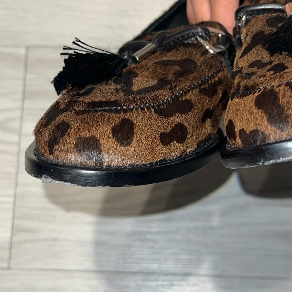 Giuseppe Zanotti Jean Pierre Leopard Calf Hair Tassel Loafers Italy Designer Lux